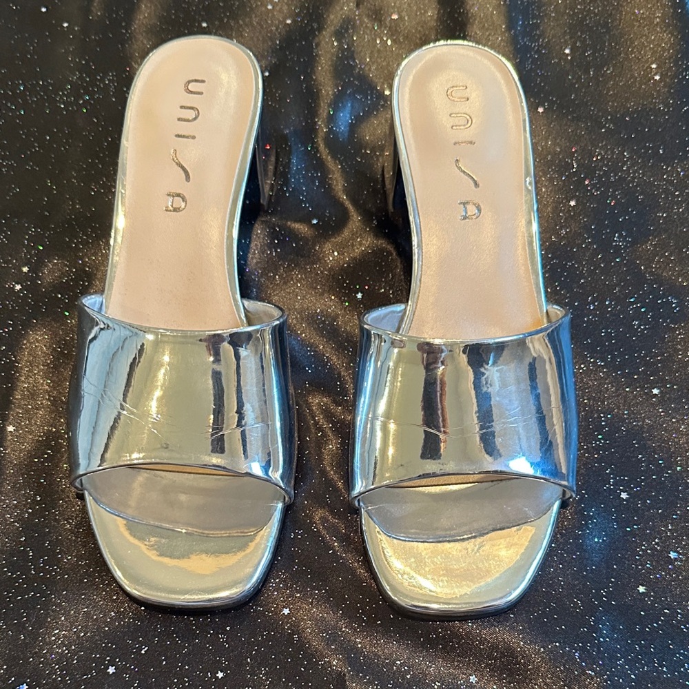 Unisa Metallic Silver Mules